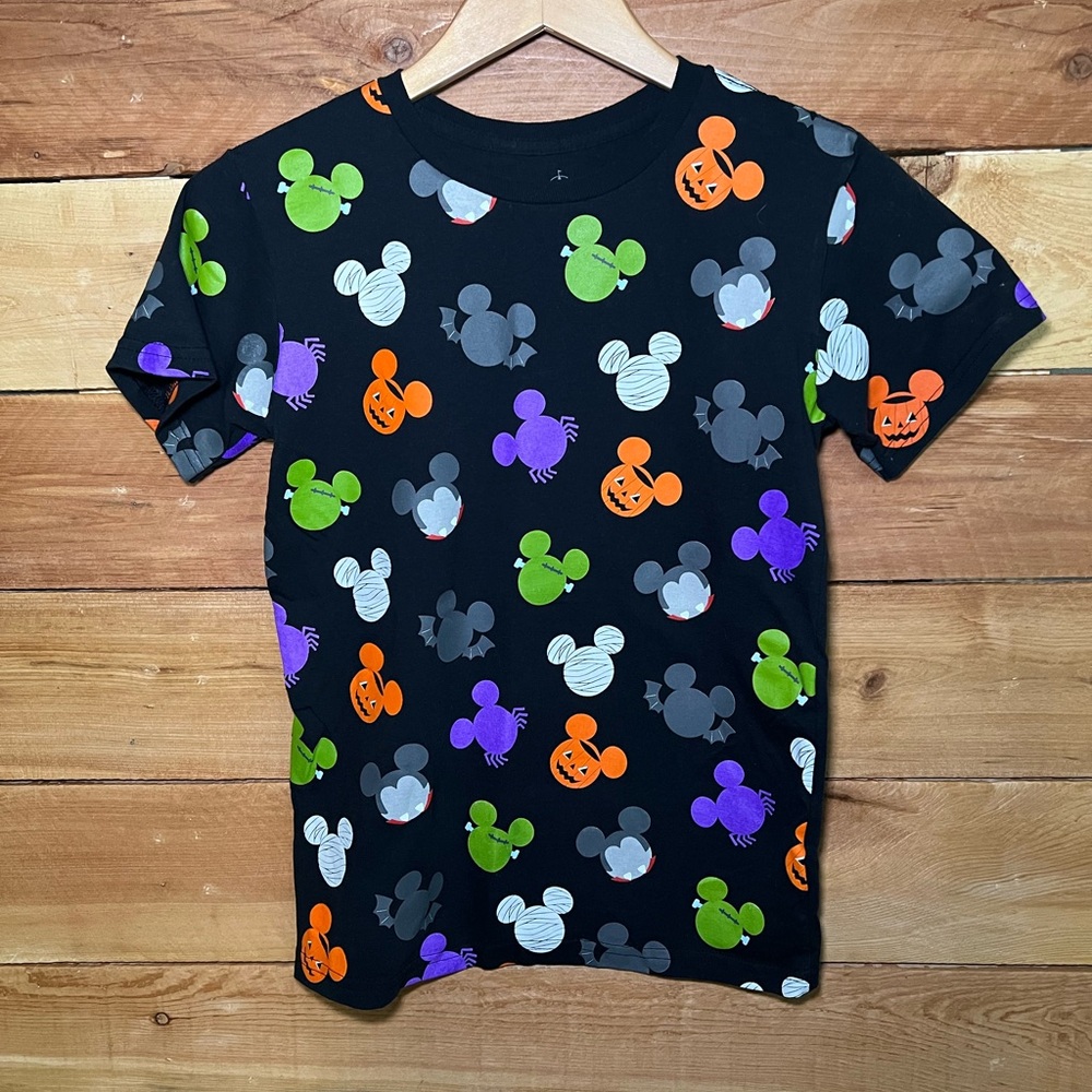 Disney Black and Orange Halloween Mickey Short Sleeve Tee